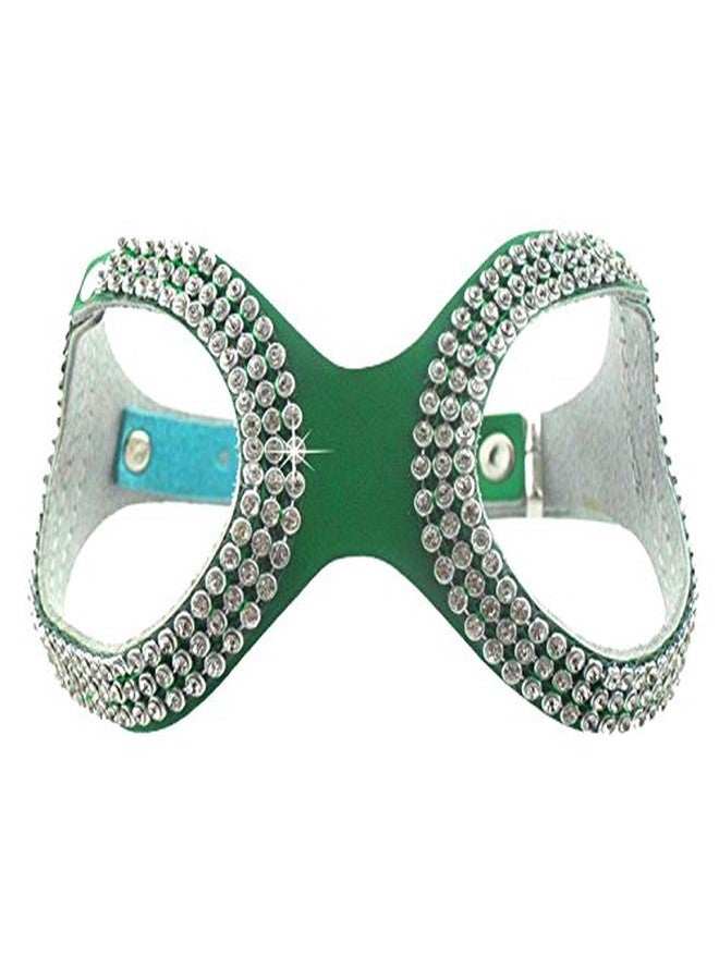 Nema NM Nema Pet Leather Bling Rhinestone Harness for Small Dogs - Small - Green - Image 1